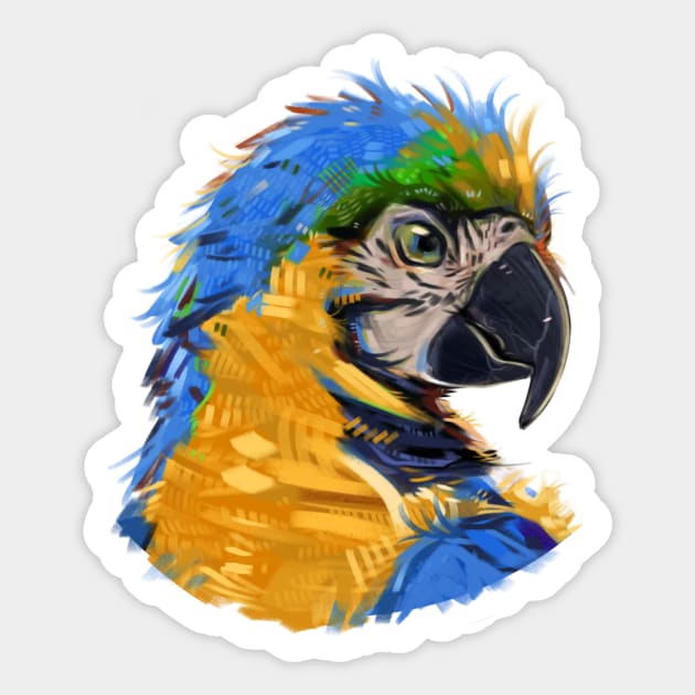 Artistic Blue Macaw Sticker by Claire Lin